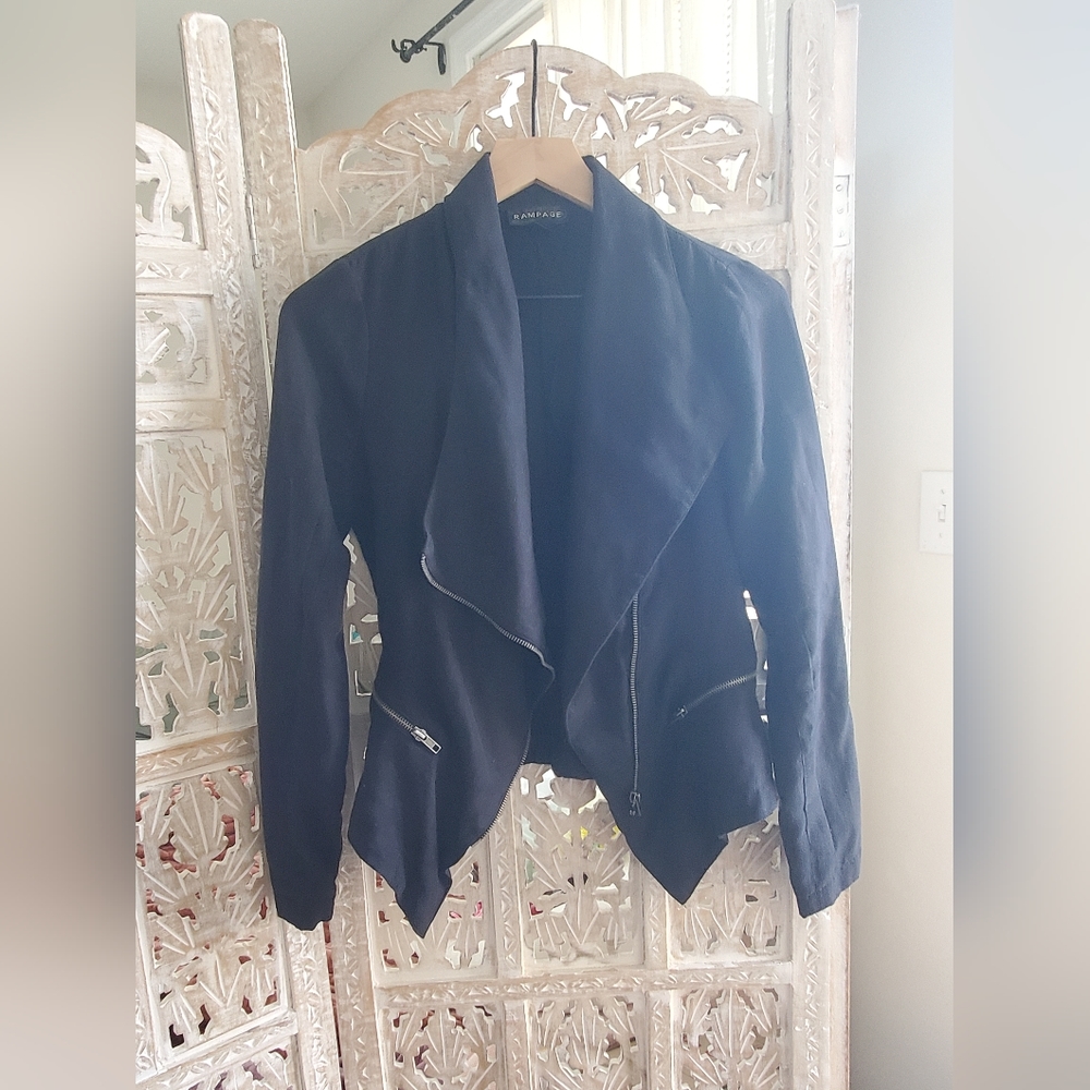 Rampage faux suede relaxed moto style blazer